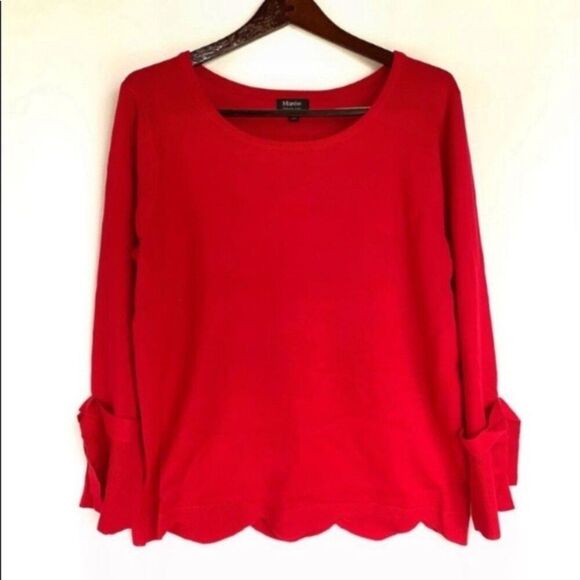 Maree Pour Toi Red Scalloped Hem Sweater NWT Plus Size 12/14 Soft Knit Holiday - Picture 2 of 9